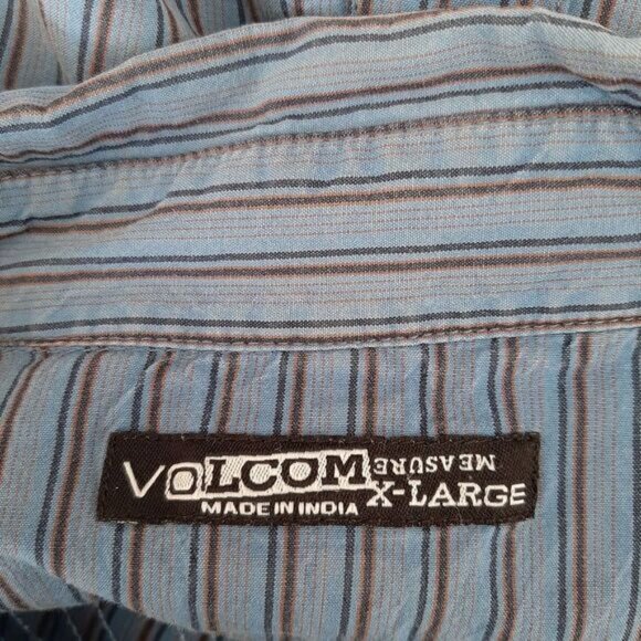 VOLCOM Stone Regular Fit Button Down Casual Stripe Shirt Blue Mens Sz XL - Picture 10 of 11
